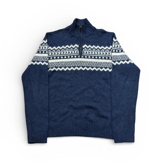 아메리칸 이글 남성용 블루 페어 아일 1/4 집업 스웨터