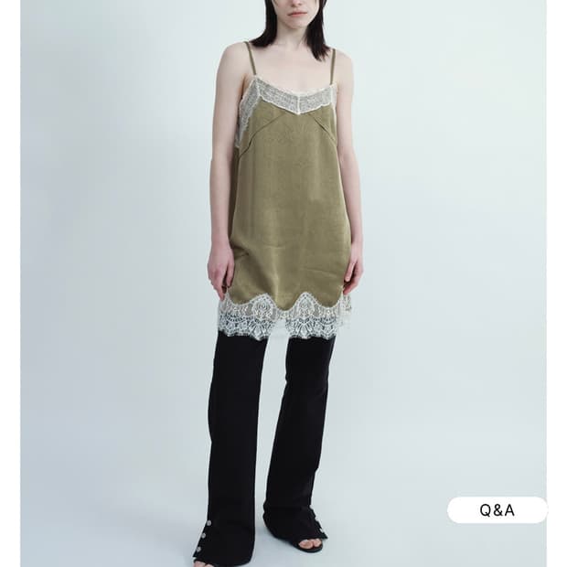 Crease Lace Midi Dress [Khaki]