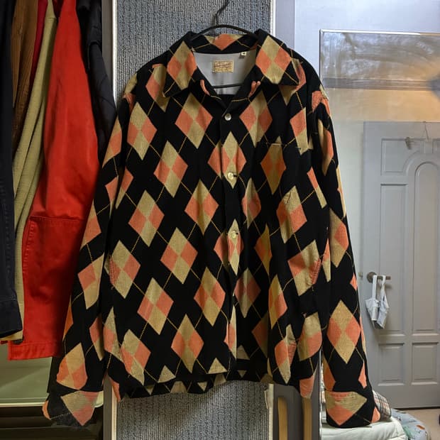 스타일아이즈 아가일 오픈칼라 셔츠(새상품)