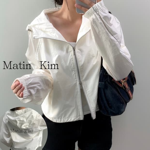 마뗑킴 코팅 후드 자켓