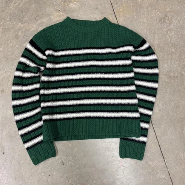ERL 이알엘 스트라이프 크루넥 스웨터 그린