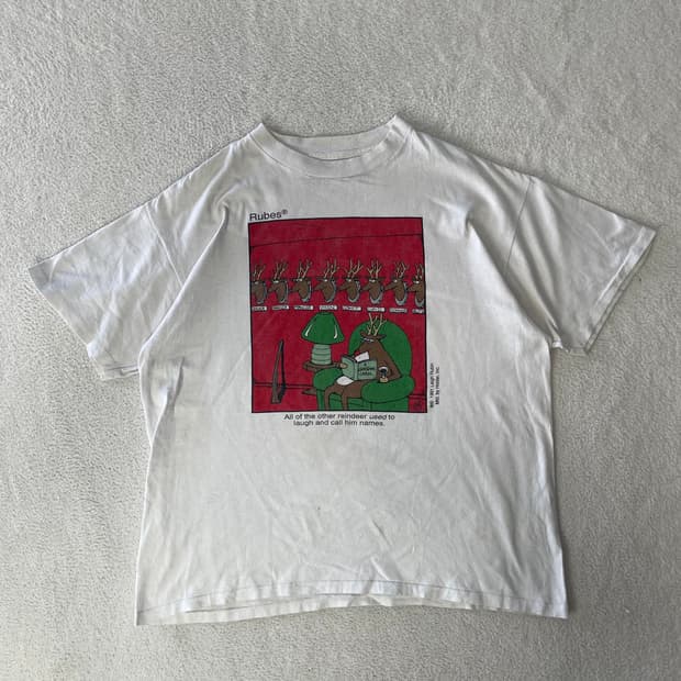 90s Rubes 루돌프 카툰 프린팅 싱글스티치 티셔츠