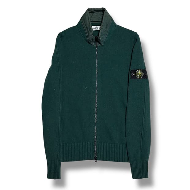 Stone Island 딥그린 나일론 니트 집업