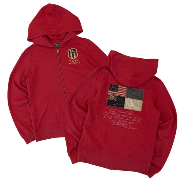 폴로 랄프로렌 폴로진스 성조기 패치 후드집업 코랄