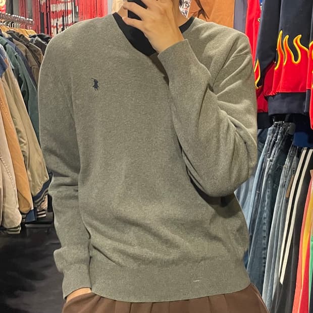 [IM] Polo 폴로랄프로렌 브이넥 그레이  긴팔니트