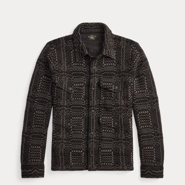 더블알엘 rrl 자카드 니트 울 오버셔츠 L