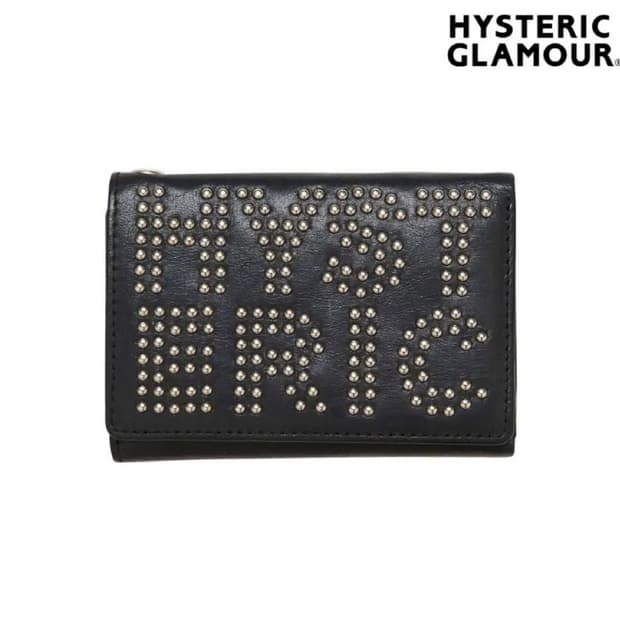 히스테릭글래머 지갑 로고 스터드 3단 가죽지갑