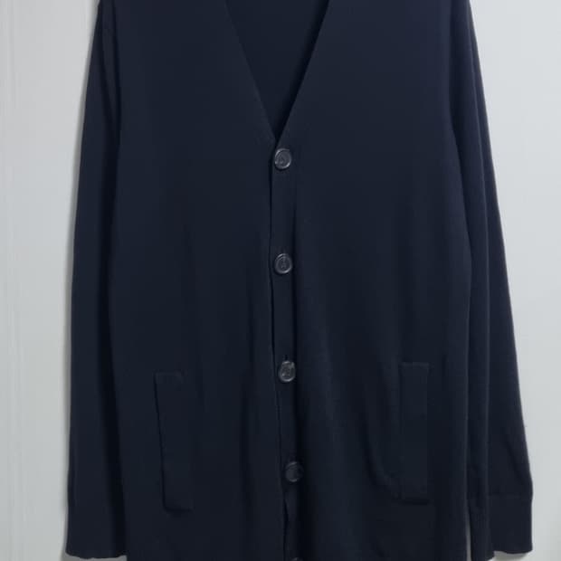 L (77) 띠어리 블랙 메리노울100% 롱 니트 가디건