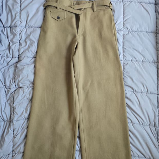 렉토 페이톤 버진 울 와이드 팬츠 카키 베이지 S