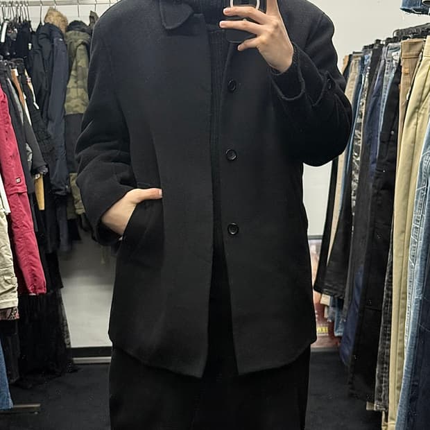 지아니 발렌티노 울 싱글 숏 코트 블랙 블랙 100 L 발마칸 오버핏