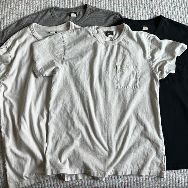 RRL 가먼트다이 투팩  반팔 티셔츠  M (그레이/화이트/블랙)