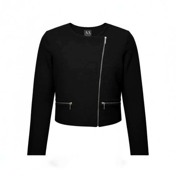 A/X 알마니익스체인지 라이더 모티브 지퍼자켓 세미크롭 디테일 블랙