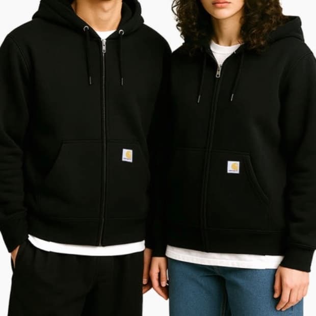 칼하트 로고 후드집업 블랙