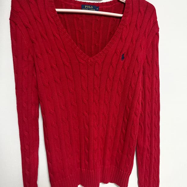 POLO 폴로 랄프로렌 케이블 브이넥 니트