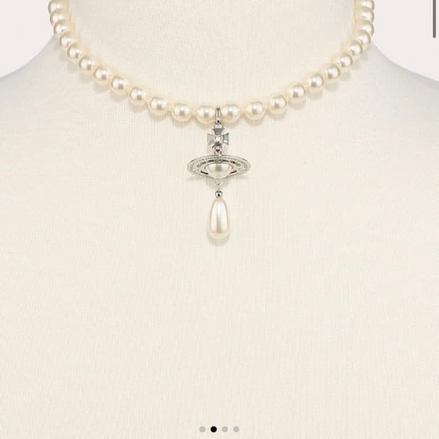 급처 풀박 네고가능) 비비안 웨스트우드 원 로우 펄 드롭 초커 목걸이