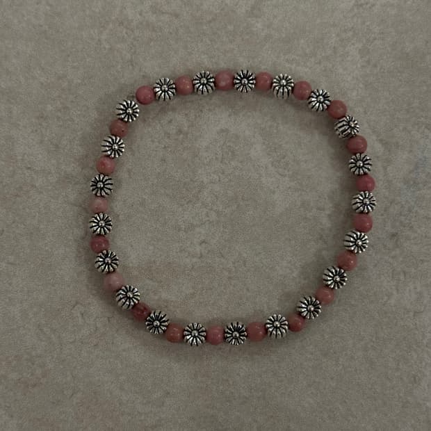 로즈석 플라워 포인트 팔찌