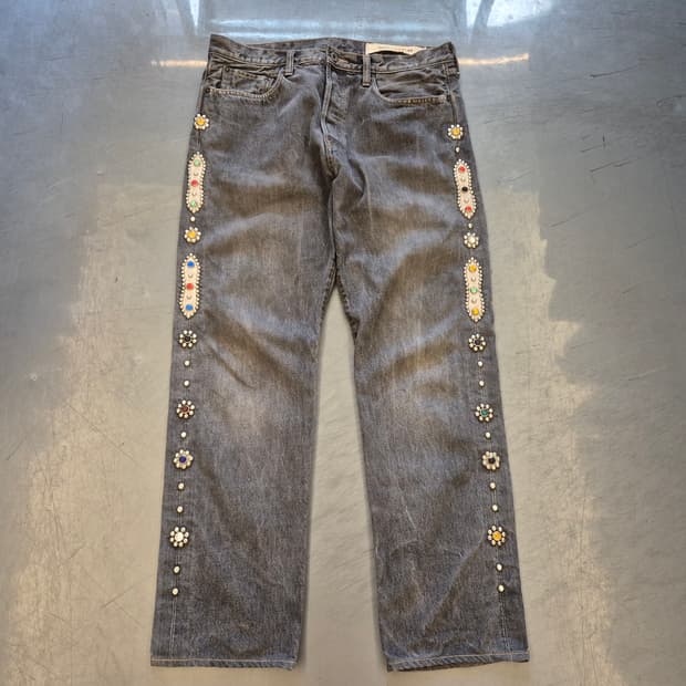 캐피탈 14oz 블랙데님5p 몽키 시스코 젬스톤 데님 팬츠