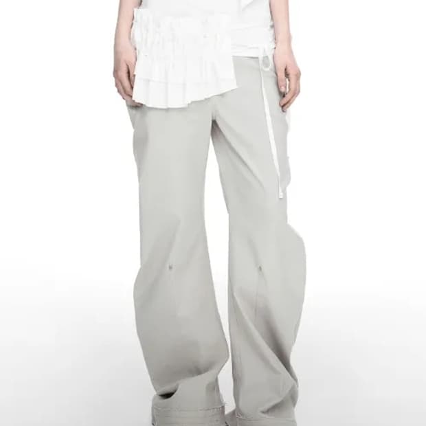 Nache rawcut curved pants dusty beige