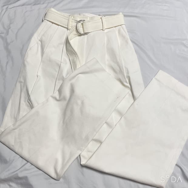 Recto 렉토 화이트 벨티드 면팬츠 바지