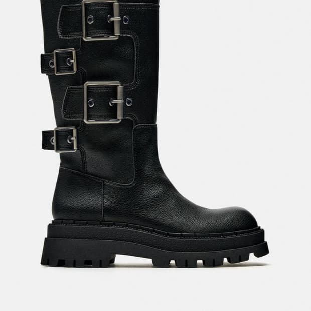 새상품) EU37 240 자라 버클 러그솔 앵클부츠