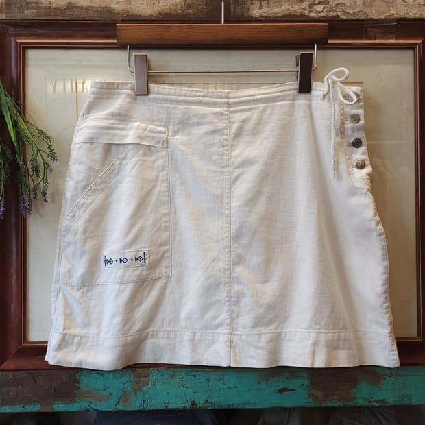 90s 빈티지 스커트 유럽  화이트 스커트 미니스커트 물고기자수 3