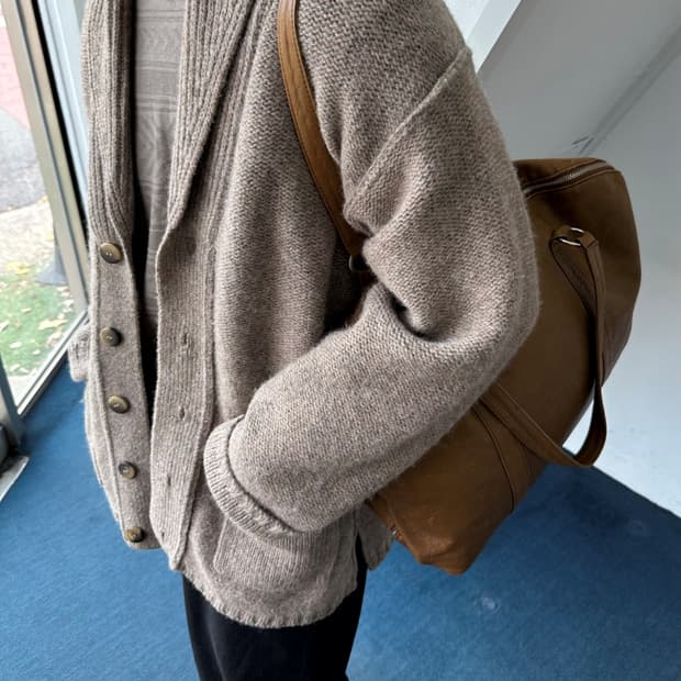 Low gauge pattern heavy knit cardigan