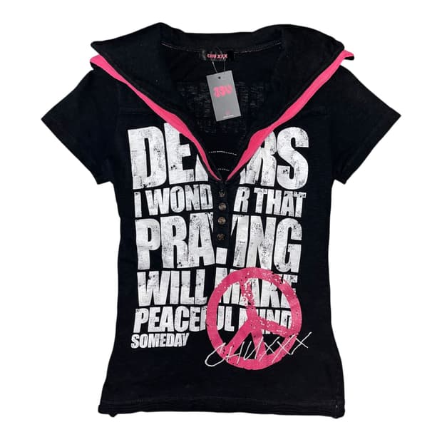 CHU XXX 츄엑스엑스엑스 피스자수 반팔티 펑크갸루y2k키치