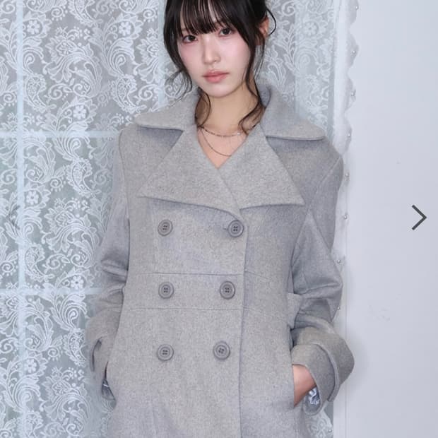 애즈온 FOY 버튼 숏코트 그레이 멜란지