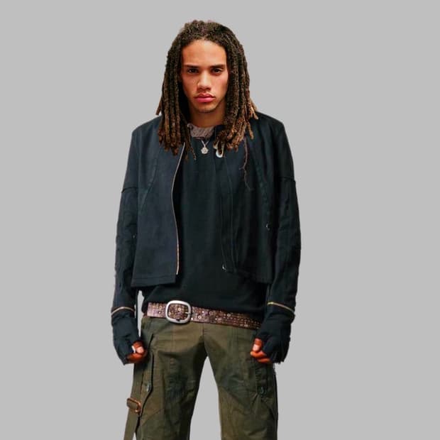 언더 더싸인  24ss 하이넥 해체주의 글로브 데님자켓