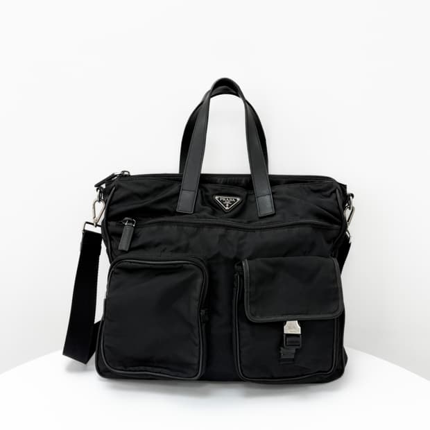프라다 테수토 나일론 투포켓 브리프케이스