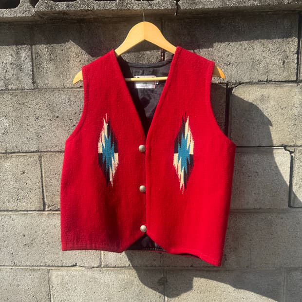 90s 센티넬라 빈티지 핸드 우븐 울 웨스턴 오르테가 치마요 베스트 조끼