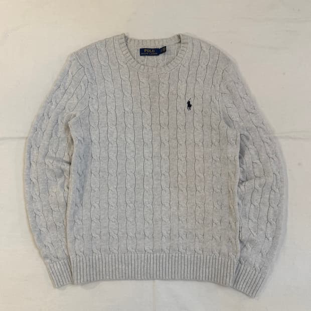 폴로 랄프로렌 꽈배기 케이블 니트 라이트 그레이