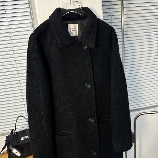STUDIO TOMBOY 울 부클 롱 코트 블랙 (os)