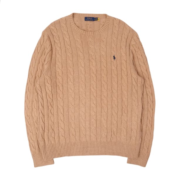 폴로 랄프로렌 QR 베이지 케이블 니트