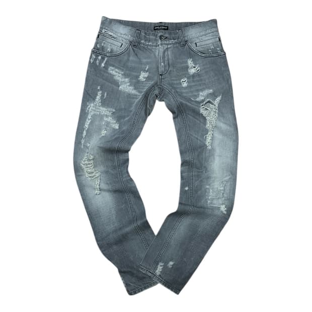 Dolche & Gabbana 디스트로이드 데님 진 워싱 그레이