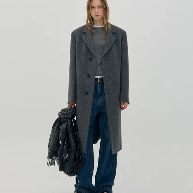 로우클래식 오버사이즈 울 코트 그레이