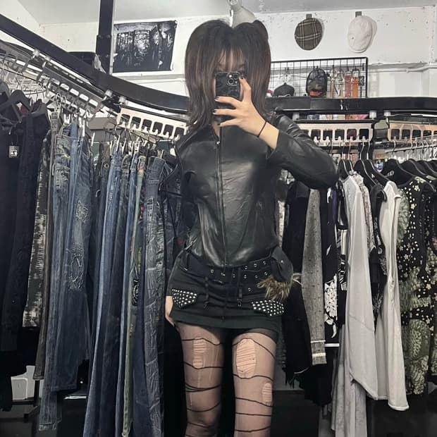 슬림핏 소가죽 레더자켓