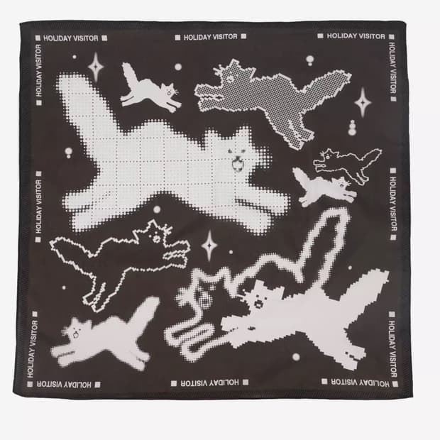 [새상품]도트 고양이 반나다 스카프 브라운