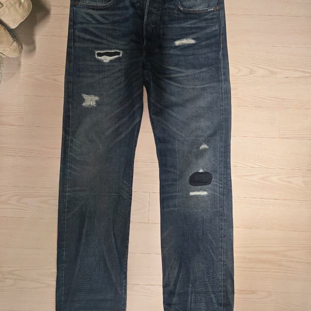 RRL 더블알엘 홀리 셀비지 스트레이트진