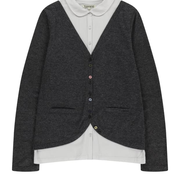 코이세이오 레이어드 셔츠 가디건 다크그레이 1