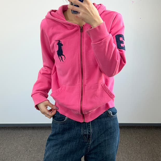 Polo 폴로 다크네이비 빅포니 핑크 후드집업