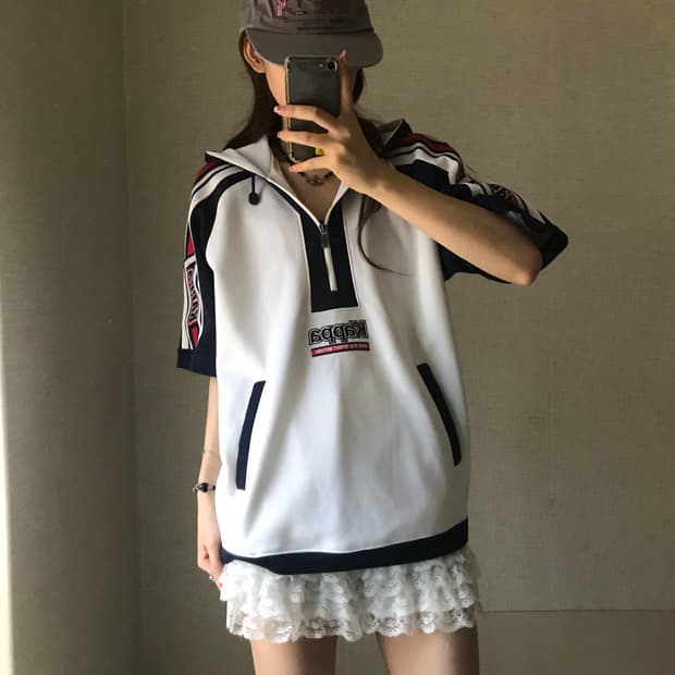 카파 오버핏 반팔 반집업