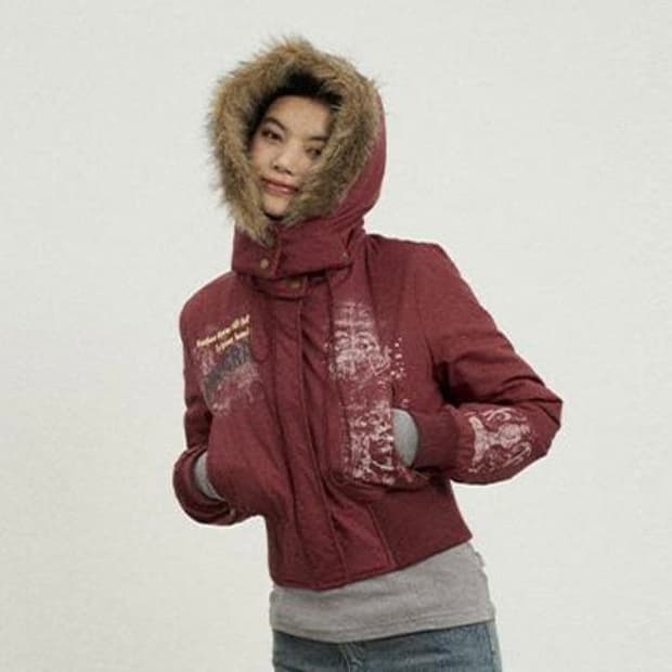 아치하라 숏 자켓 Achihara 크롭 패딩 red