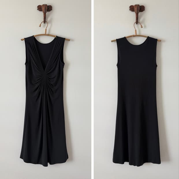 sleeveless ruched drape dress