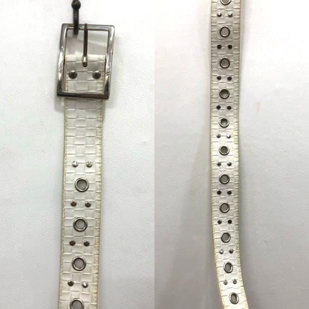 y2k white eyelet belt 