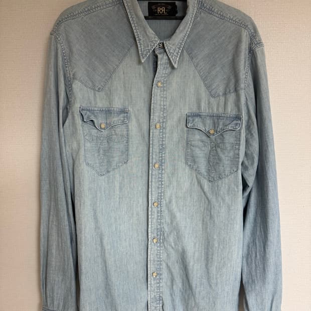 XL RRL 슬림 샴브레이 데님 웨스턴 셔츠