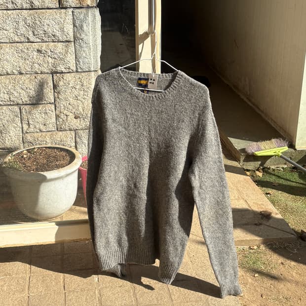 빈티지 폴로 럭비 스웨이드 패치 셔틀랜드 스웨터