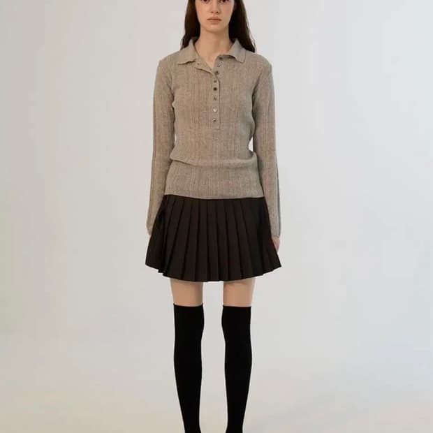 썸웨어버터 Henry Collar Knit - Grey 니트