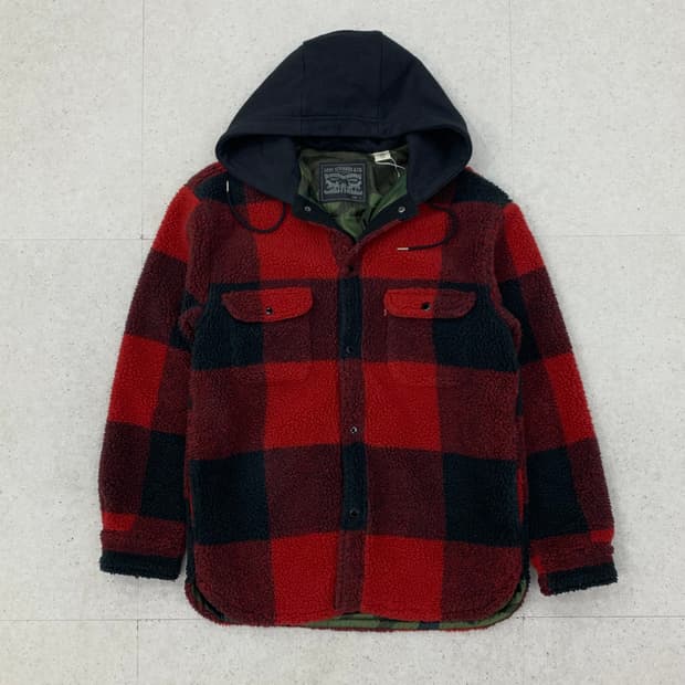Levis 리바이스 체크 후드 플리스 자켓