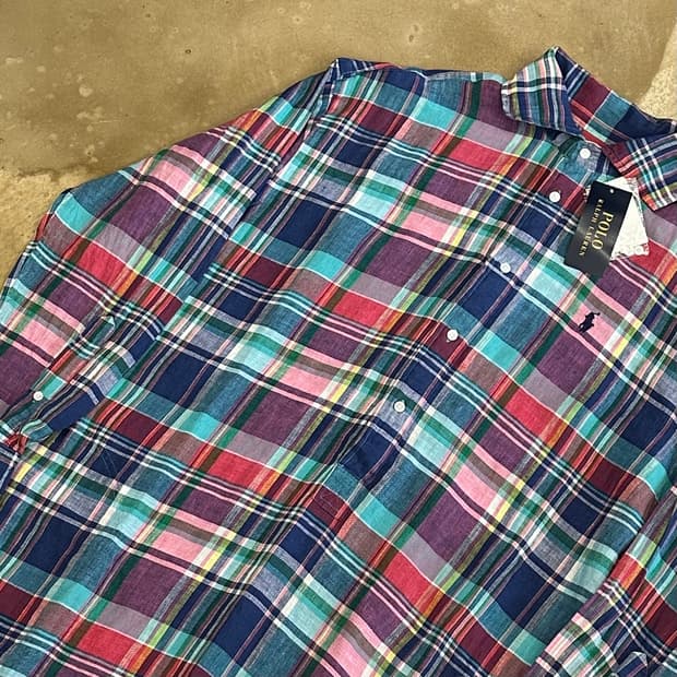 8 새상품 폴로랄프로렌 체크 린넨 원피스